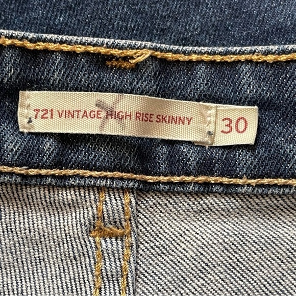 Levi’s 721 Women’s Vintage High Rise Skinny Jeans Size 30 Orange Tab Zip Ankle - Picture 9 of 12